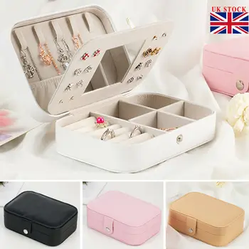 

Ring Necklace Bracelet Leather Jewellery Display Box Storage Vintage Portable Travel Case Organiser