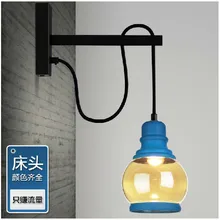 Спальня прикроватная лампа для чтения Лофт Винтаж в сторону коридора зд обои креативные отрасли Эдисона настенный светильник