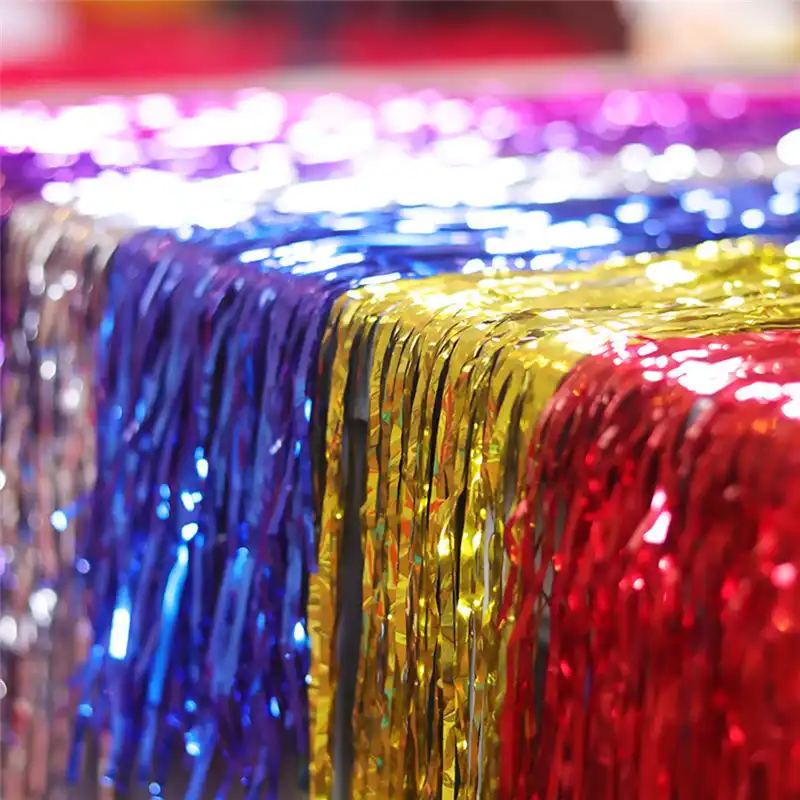 Decoration Pour Joyeux Anniversaire Ouverture De Mariage Ballon Laser Ruban De Couleur Pluie Rideau De Soie Decoration Pour Fete D Anniversaire Aliexpress