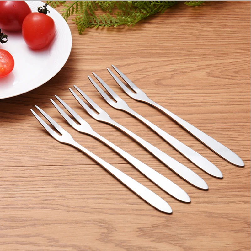 8 pcs/set Hotel restaurant Party Supplies salad Snacks Cake Dessert Stainless Steel Fruit Fork tableware Stainless steel spoon