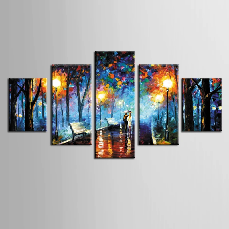 Canvas Printings Abstract Night Scene Landscape 5 Piece Modern Style