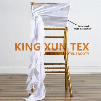 

New Design 30cm Width Satin Chair Sash With Wickle Chiffon Bow For Chiavari Chair Decoration