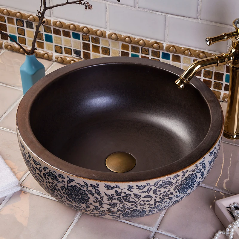 China Artistic Handmade Europe Vintage Lavabo Washbasin Ceramic Bathroom Sink Art Counter Top ceramic art basins (9)