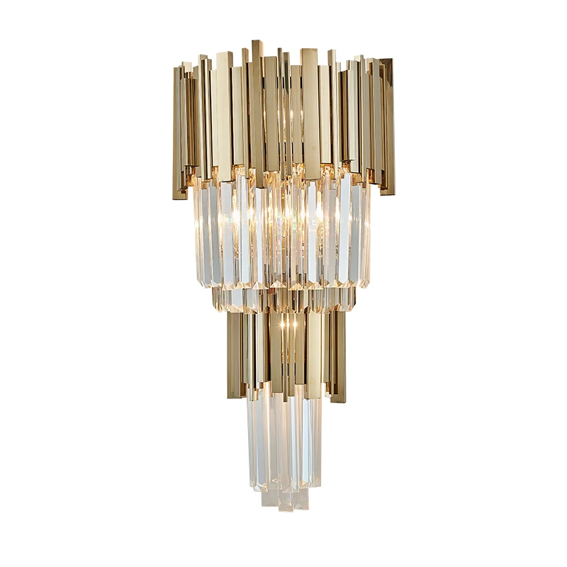 

Postmodern Luxury Crystal Shade Gold Wall Lamp for Hotel Living Room Bedroom Corridor Bedside Lamp Wall Sconce Light Fixtures