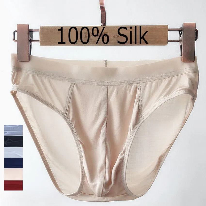 Kopen 1 PC Dunne Type 100% Zijde Gebreide heren Ondergoed Slips Maat ML XL SG108