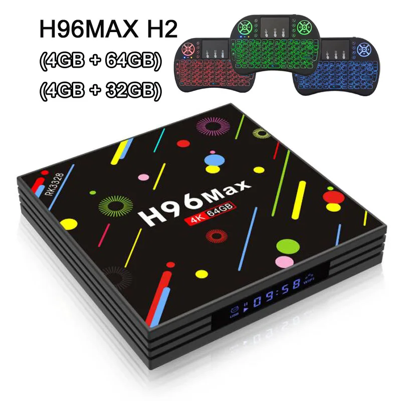 

RUIJIE 4GB 64GB H96 Max H2 Smart Tv Box Android 7.1 OS RK3328 4GB 32GB Quad Core 2.4G&5G WiFi USB 3.0 Bluetooth 4K Set Top Box