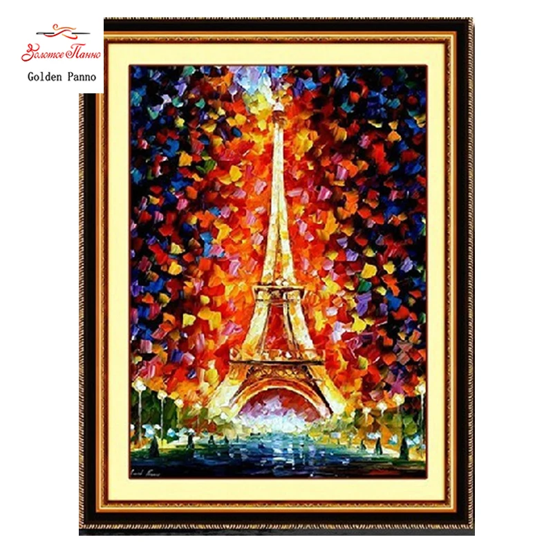 

Golden Panno,Needlework,Embroidery,DIY Landscape Painting,Cross stitch,kits,11ct Eiffel Tower Cross-stitch,Sets For Embroidery