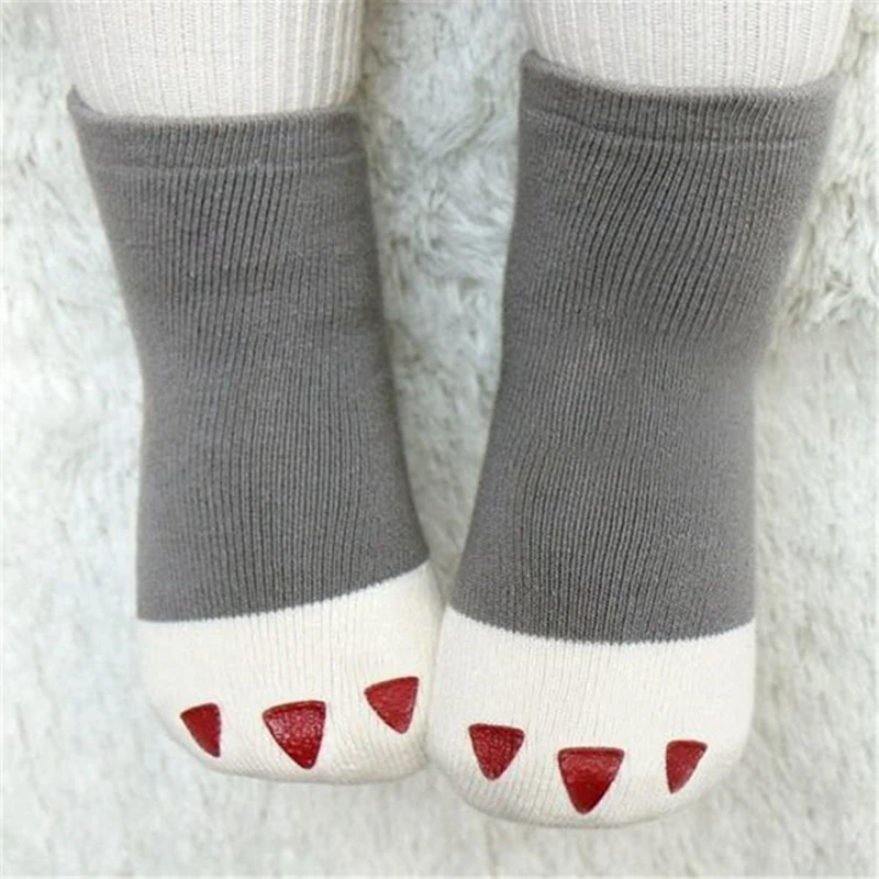Зимние толстые детские носки для мальчиков и девочек Детские хлопковые повседневные Нескользящие Махровые Носки с рисунком лап мягкие От 0 до 2 лет