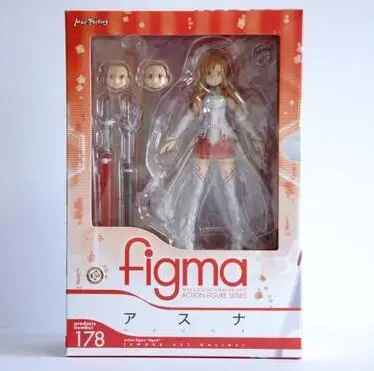 Figma Аниме Sword Art Online 15 см Ausna kirigaya kazuto штучная фигурка игрушки - Цвет: 178 with box