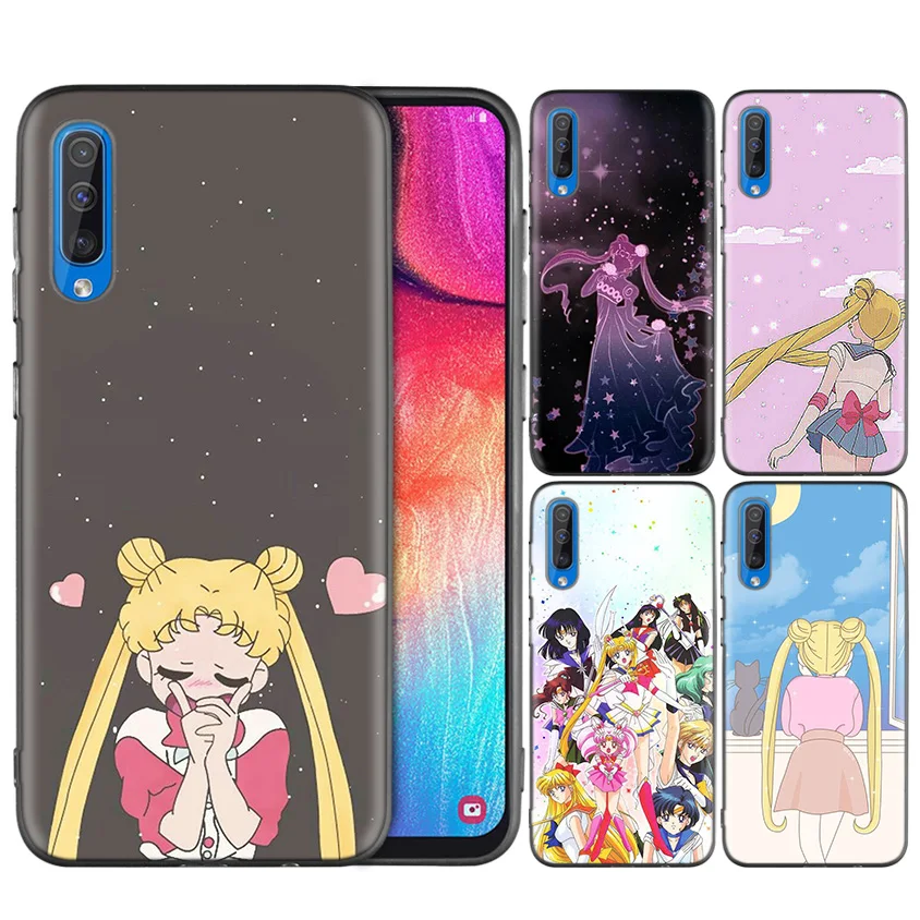 

Black Dark Silicone Case for Samsung Galaxy A50 A30 A10 M30 Cases Cover Shell Coque Sailor Moon Anime