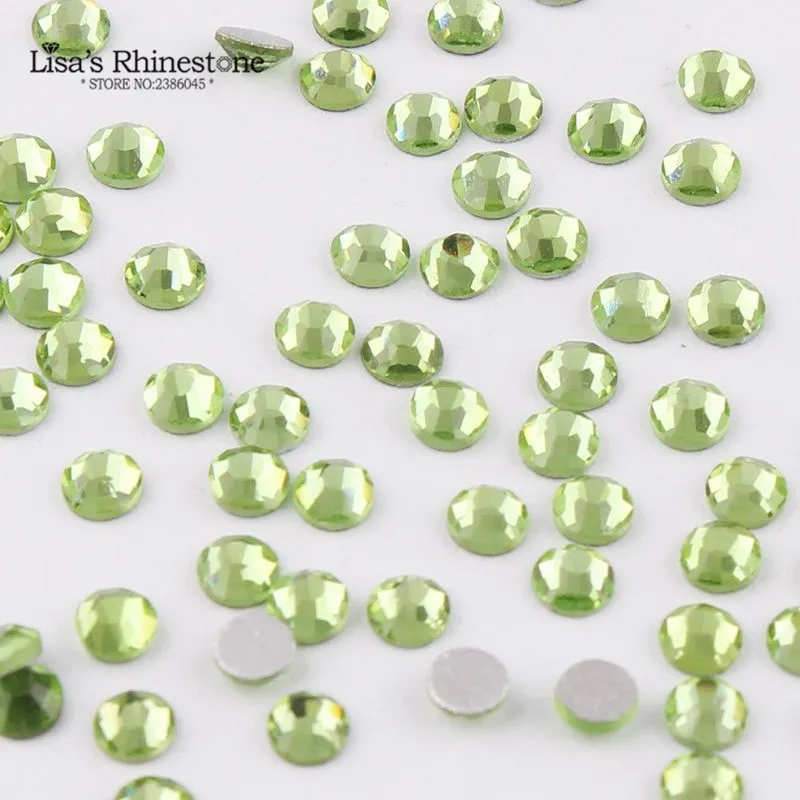 SS3-SS34 Light Peridott дизайн ногтей стекло стразы с плоским основанием, не патч клей на Стразы для ногтей DIY