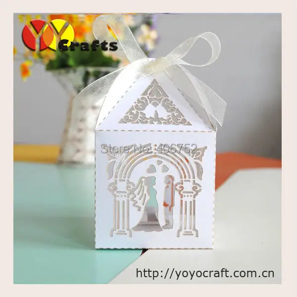 White Paper Lace Laser Cut Indian Wedding Favor Gift Box Sweet Boxes