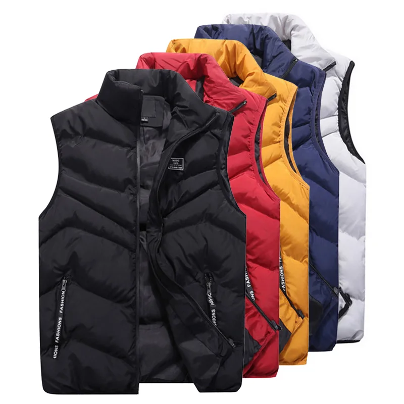 2019 Men's Spring/Winter Vest Men Sleeveless Jackets Male Waistcoat Man Padded/Down Vests Outerwear Mens Warm Vest Coat BM257