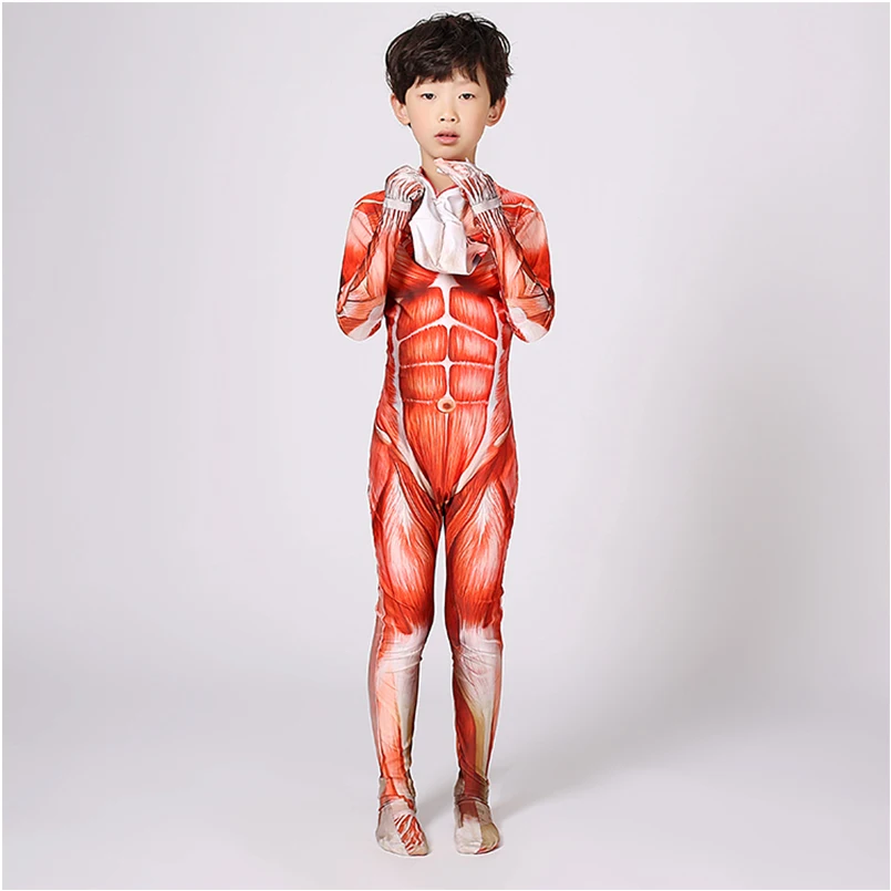 Детский костюм для косплея shingeki no kyojin Зентаи с рисунком мышц супергероя