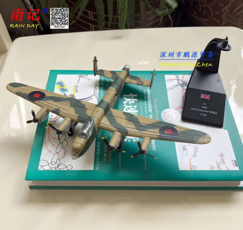 AMER 1/144 Military Model Toys AVRO Lancaster Bomber Fighter Diecast Metal Plane Model Toy for Collection/Gift/Decoration