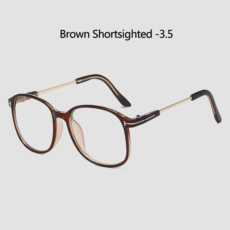 Zilead металлические прозрачные готовые очки для близорукости для женщин и мужчин HD прозрачные очки для близоруких - Цвет оправы: brown myopia 3.5