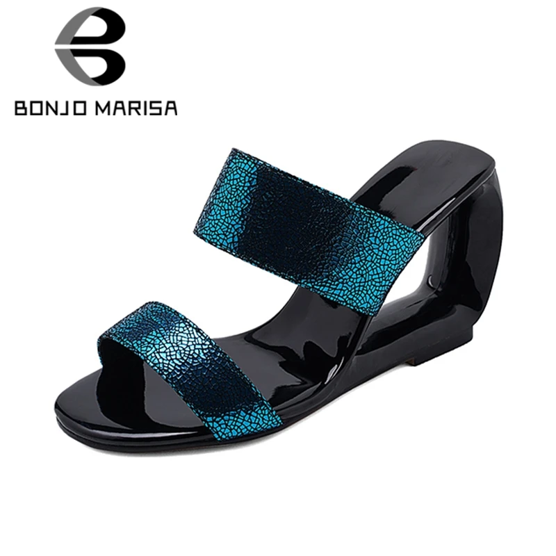

BONJOMARISA Fashion 2020 Large Size 33-43 Open Toe Hot Sale Slip On Summer Sandals Woman Shoes Strange Style Shoes Woman Sandals