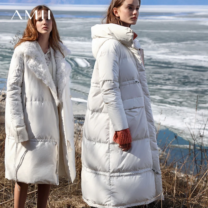 Épais Casual Down Duvet D'hiver Amii Solide De Étanche 90 Long 2018 Canard Blanc Coat White Femmes Minimaliste À Poche Capuche Veste xIzCWwvqza