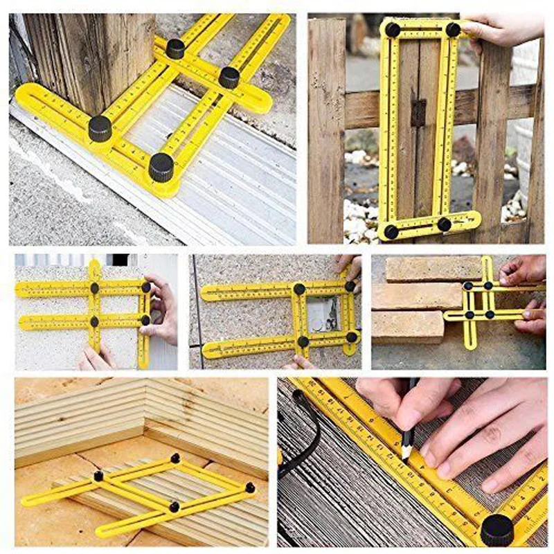 

Foldable Universal Four-side Ruler Multi Angle Measuring Tool Ultimate Template Multi Angle Ruler Yellow/Blue/Red 0-25cm