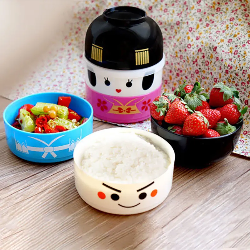 Ланч-бокс для детей кукла каваи японский Портативный Bento box для пикника фруктовый контейнер для еды термос кухонный ящик для хранения мультяшный пищевой контейнер