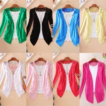 Hot Fashion Women New 2016 Cardigan Sale Lace Sweet Candy Pure Color Slim Crochet Knit Blouse Sweater Cardigan WF-3738