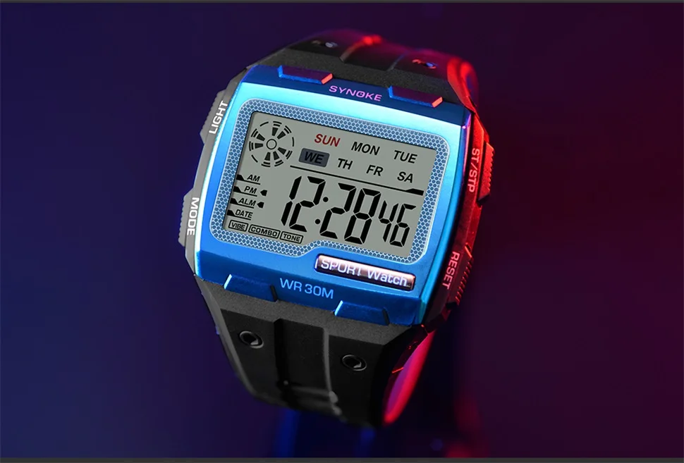 SYNOKE Gold Digital Watch Big Screen Mens 39 S Alarm Shock Resistant Strong Sport Wristwatch