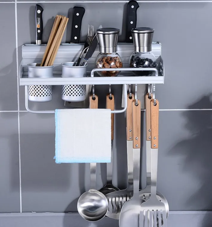 Космические алюминиевые кухонные держатели для хранения ножей разделочная доска инструмент кухонная полка ароматизатор ложка стойка для специй настенный B507
