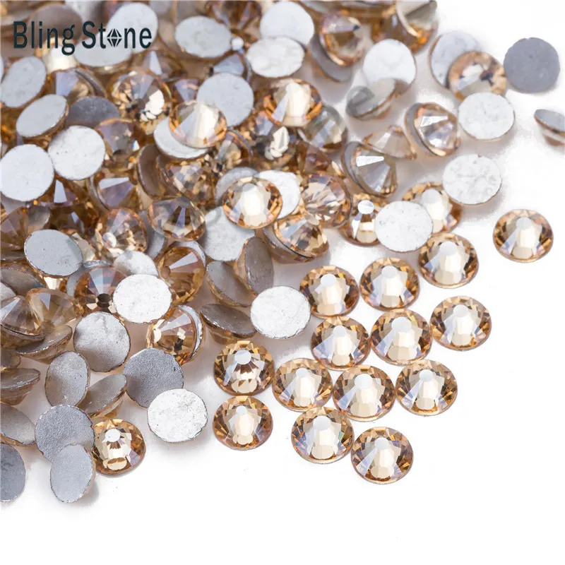 

SS3-SS30 1440pcs Gold champagne Flat Back Nail Rhinestone 3D Non HotFix Nail Art Rhinestones Accessories