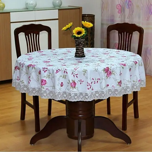 

Hot sale PVC Pastoral round table cloth waterproof Oilproof non wash plastic pad plus velvet anti hot coffee tablecloth