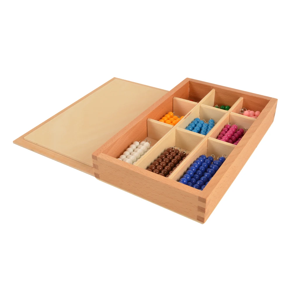 Montessori 9 Colors Beads Bar Box,Children's Mathematics Learning Aids 9 Colors x 9 Bars