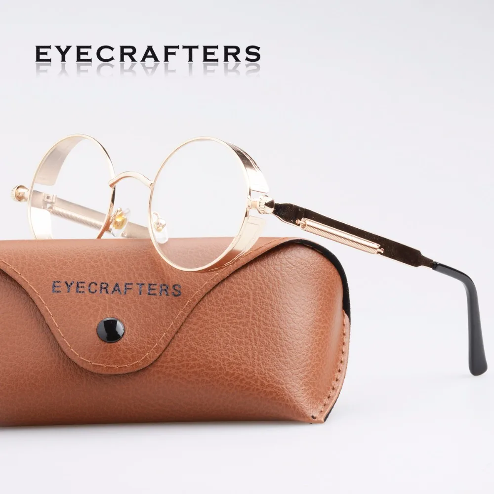 Eyecrafters Винтаж женские солнцезащитные очки в стиле стимпанк, Круглый Брендовая дизайнерская обувь мужские Ретро прозрачные круглые солнцезащитные очки Oculos de sol masculino UV400