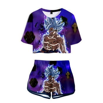 

Dragon Ball Super 3D Printed Women Two Piece Fashion Summer Short Sleeve Crop Top+Shorts 2019 New Arrival Casual Streetwear
