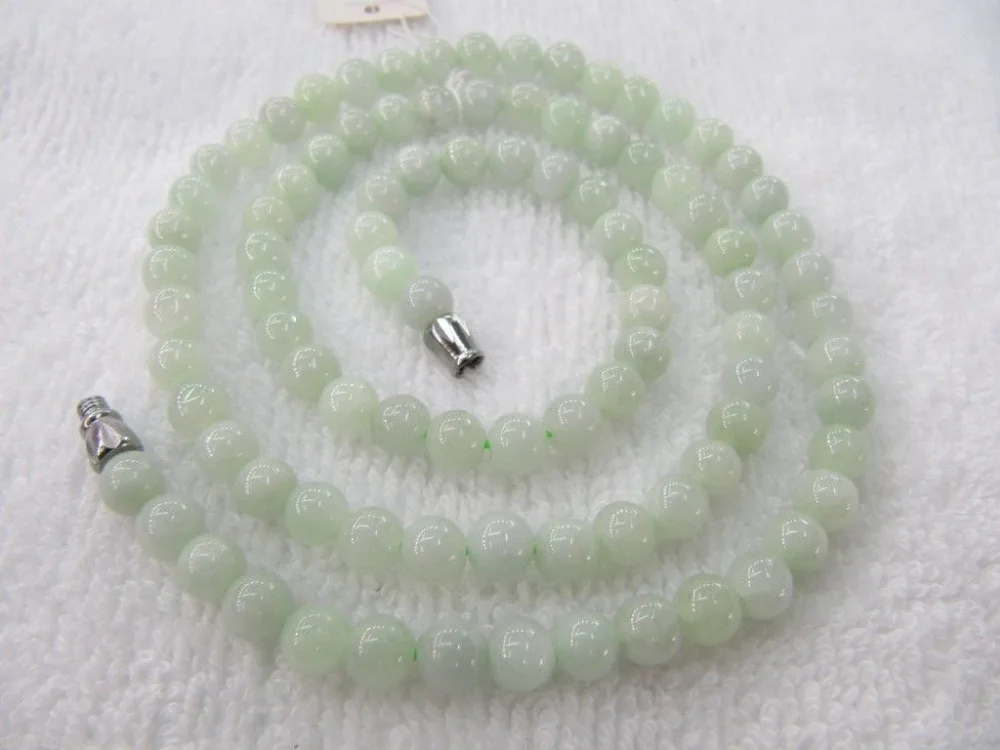 

Jewelr 004592 Certified Natural Aqua Jade A Grade Jadeite 5mm Beads Necklace