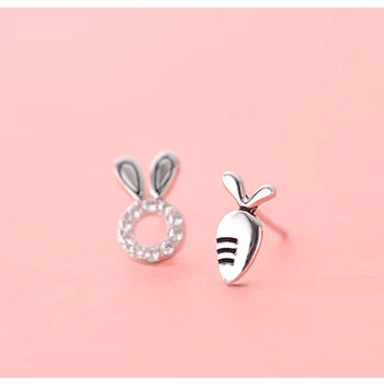 

XIYANIKE 2017 New Earrings Cute Radish Rabbit Rhinestone Crystal Asymmetry Stud Earrings Fashion Jewelry For Women Gift VES6695