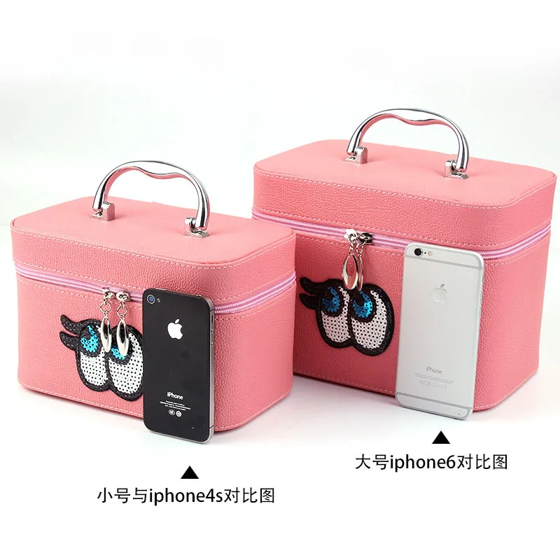 Cute Cartoon Eyes Pu Leather Makeup Box Female Tote Bag Cute Cartoon Eyes Pu Leather Makeup Box Female Tote Bag Large Capacity Cosmetic Case Whole In Bags Cases From Luggage