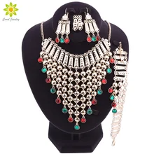 Африканские бусы, ювелирные наборы, золотой цвет, нигерийские Свадебные бусы, Дубай, модные массивные украшения, набор, массивное ожерелье, серьги