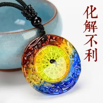 

2PCS Pocket travel efficacious Mascot Good Luck Eight Diagrams Mantra FENG SHUI Crystal Pendant Amulet talisman -FREE SHIPPING