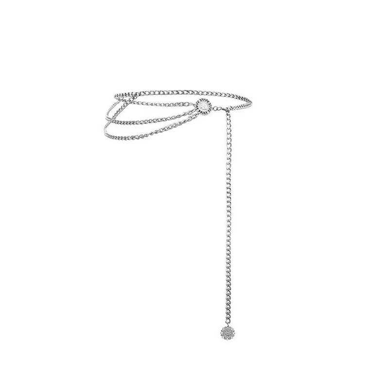 Style 1 sliver Женский модный пояс, высокая талия, Золотая узкая металлическая цепочка, массивная бахрома - Цвет: Style 1 sliver