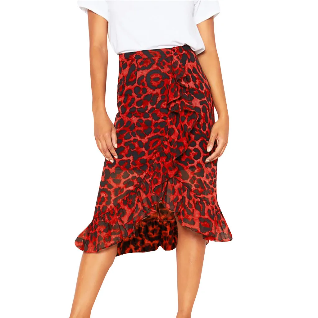 

Faldas Mujer Moda 2019 Leopard Print Vintage Long Women's Casual High Waist Pleated Skirt Jupe Femme