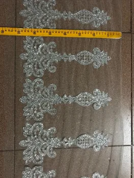 

fashion french net lace CiCi-91610 silver Hand print glitter african india mesh tulle lace fabric