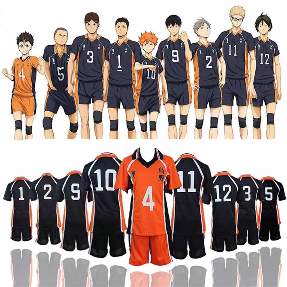 

Anime Haikyuu Cosplay Karasuno High School Volleyball Club Hinata Shyouyou Jerseys T-Shirt Sportswear Cosplay Uniform