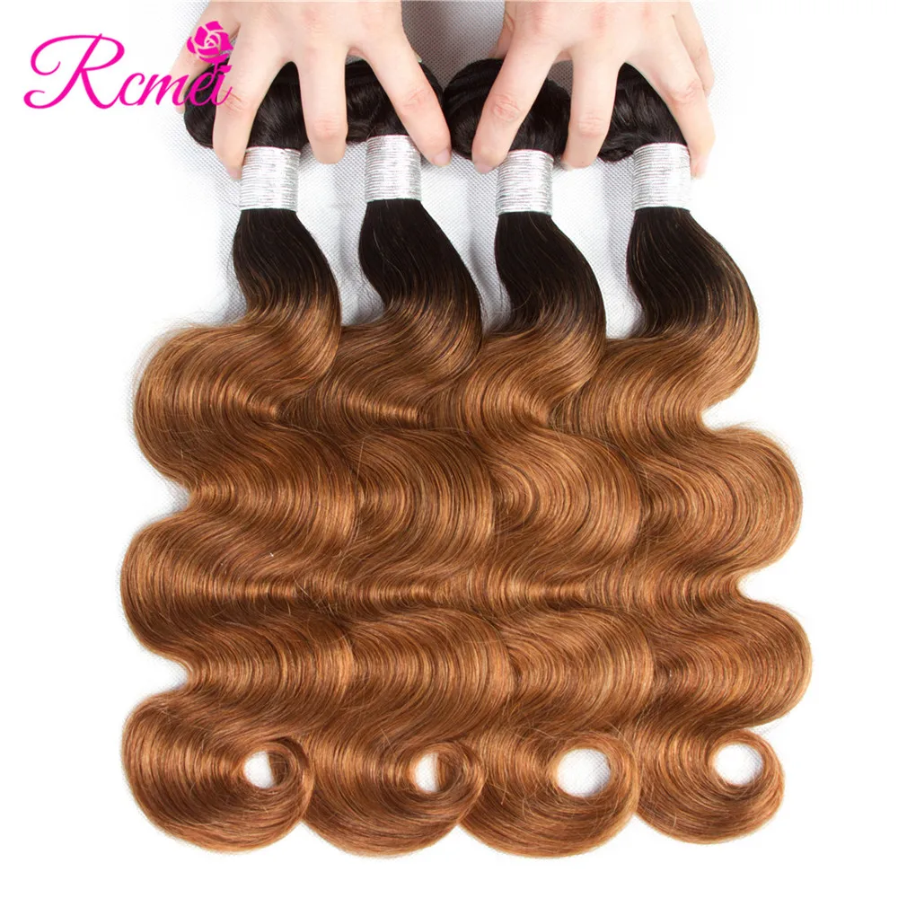 Ombre Brown Bundles With Closure T1B/30 Brazilian Body Wave Human Hair Bundle With Closure Two Tone Human Weave Non Remy Rcmei Ombre Brown Bundles With Closure T1B/30 Brazilian Body Wave Human Hair Bundle With Closure Two Tone Human Weave Non Remy Rcmei