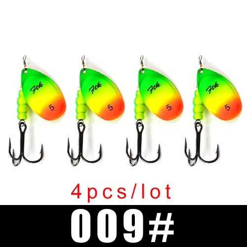 FTK New 1#-5# 5pcs/lot or 4pcs/lot Similar as Copper Spinner Bait Fishing Lure With Treble Hooks Hard Baits Spoon Pike - Цвет: 009