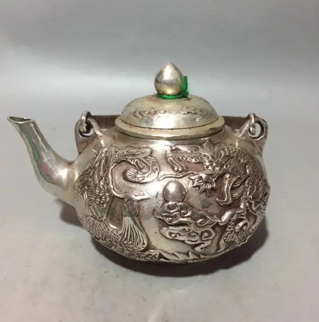 

Китайская коллекция archaize белая Медная Статуя Дракона Феникса