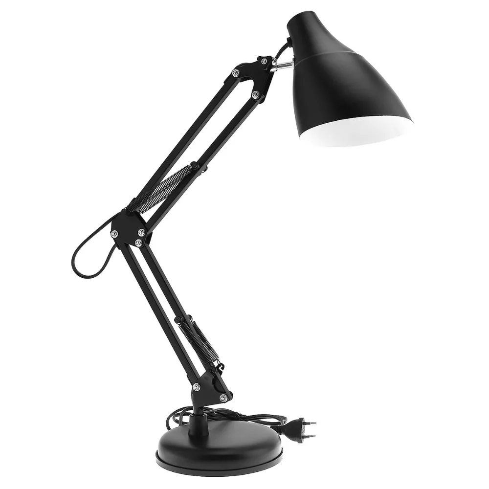 Kaufen Schwarz E27 Flexible Schaukel Arm Schreibtisch Lampe Büro Hause Lesen Tisch Licht mit Licht Basis Klemme Montieren Unterstützung 360 Grad rotation