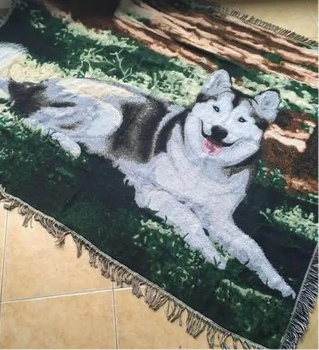 Huskie الكلب الأمريكي الريف الرعوية نمط 100% ٪ بطانية الجدول منشفة أريكة النسيج أريكة رمي مع شرابات rustictapestry