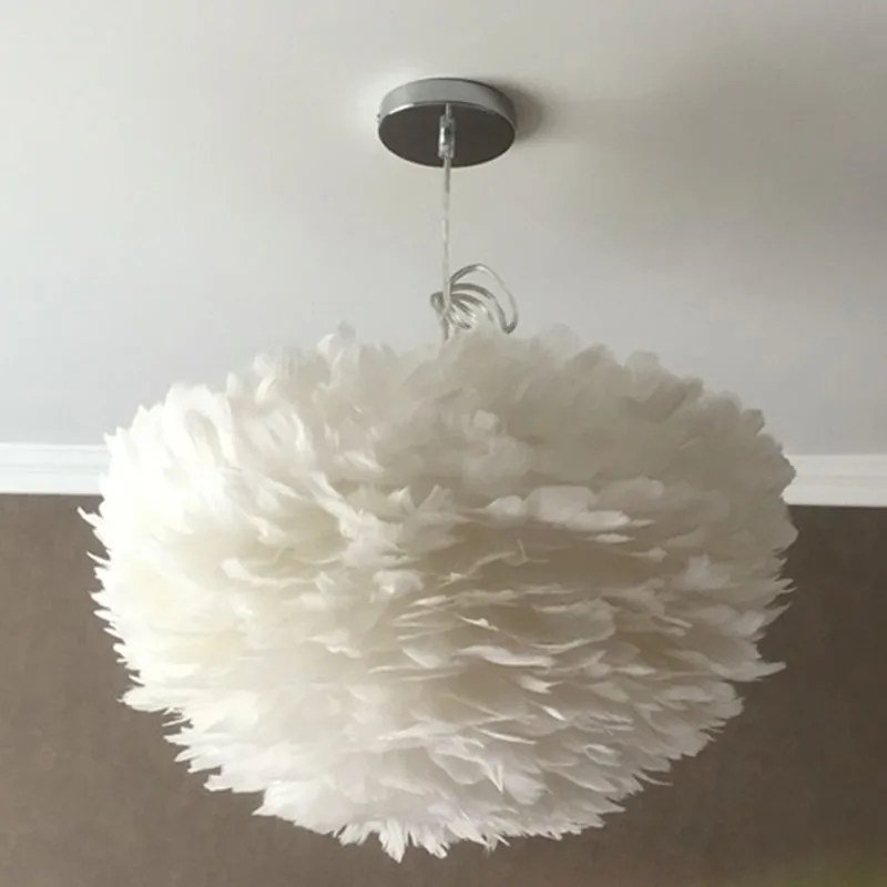 white feather ceiling light