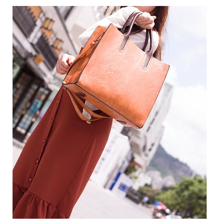 Tinkin, Европейская и американская винтажная женская сумка из искусственной кожи, Большая вместительная женская сумка на плечо, роскошная женская сумка-тоут