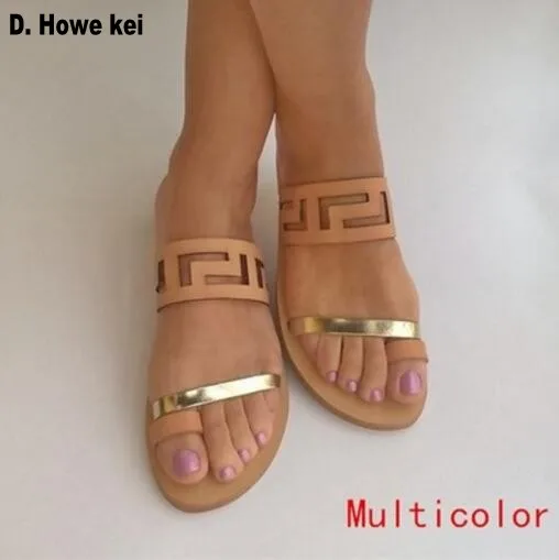 

woman casual shoes chaussure Zapatos Mujer ladies summer PU sandals slippers women flats heels Thong footwear sling back