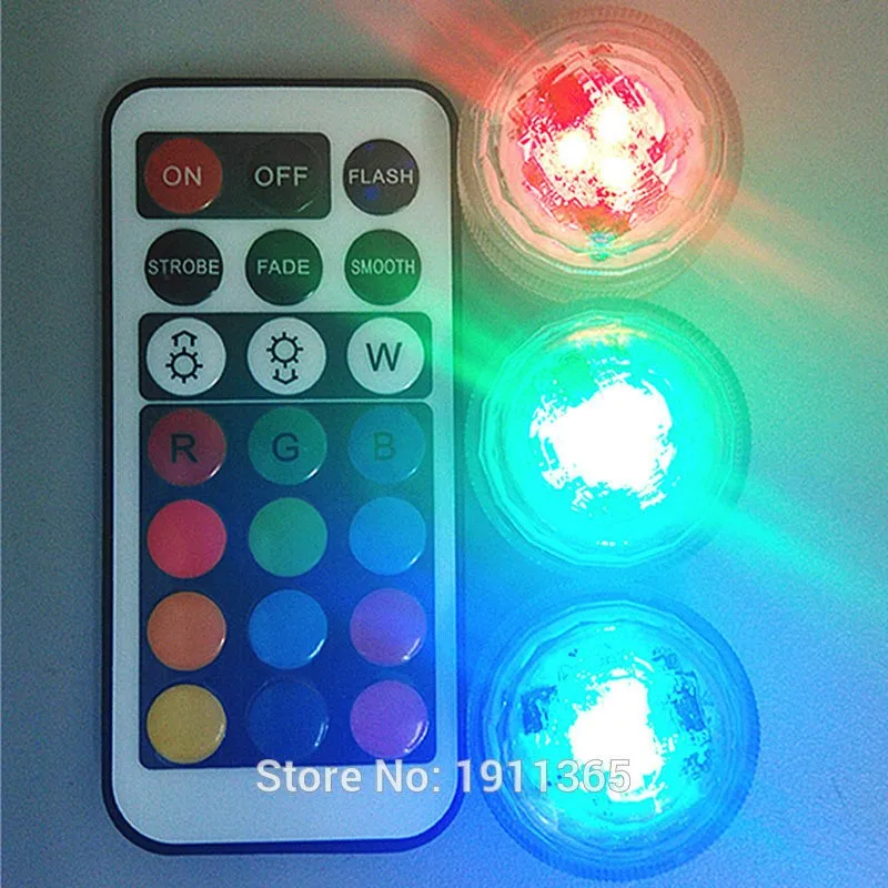 20x LED RGB погружной Водонепроницаемый вечерние Ваза Декор Базы мини-огни с Батарея удаленного Управление Свадьба Рождество кальян
